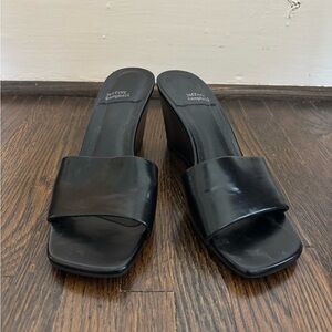 Jeffrey Campbell Black Leather Wedges Sandals (8.5)